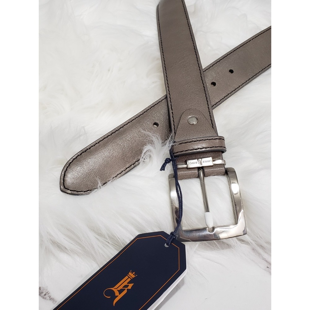 NEW Links and Kings Men's Gray Leather Italian Smooth Belt Size 40